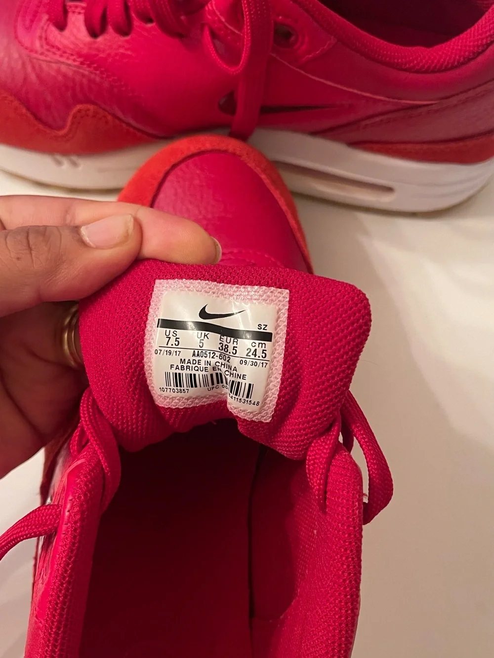 Nike Men's Red Leather and Suede Sneakers